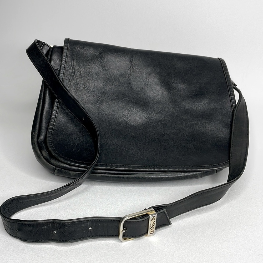 Ganson vintage leather shoulder bag purse black